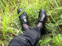 【原创】野外正装皮鞋深蓝色日丝