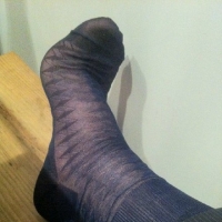 新人第一帖：蓝色双菱形格锦纶丝袜